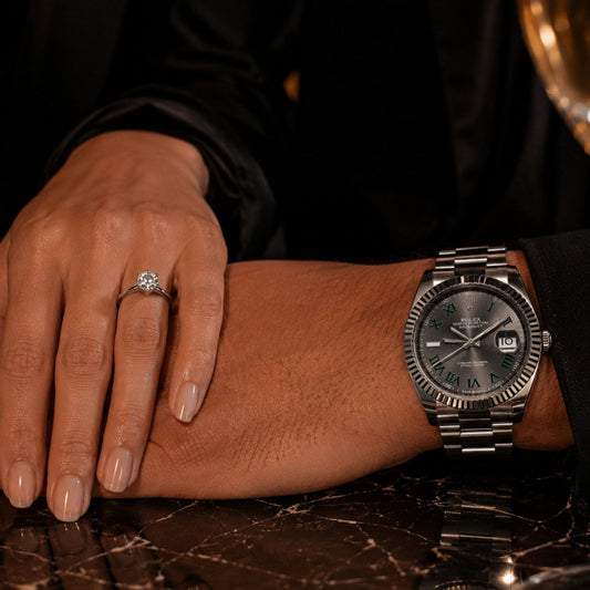Signature Black Edition Luxury Watch & Princess Cut Moissanite Diamond Ring