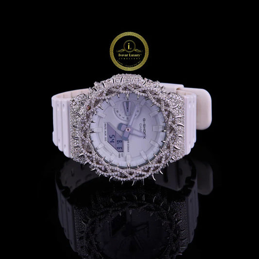 Luxury Half Iced-Out White Watch & Gold Square Dial Watch – Premium Dual Timepiece Collectio