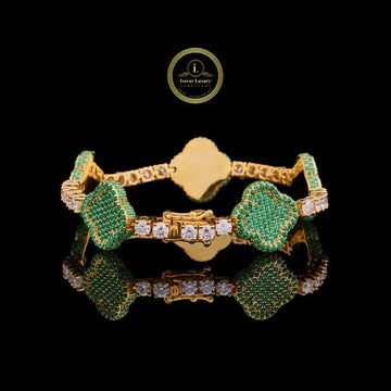 Green Clover Cut Lab Grown Diamond Tennis Bracelet