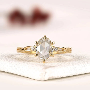 Oval Rose Cut Twisted Infinity Lab Grown Diamond Engagement Ring