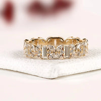 Baguette and Marquise Lab Diamond Floral Infinity Band