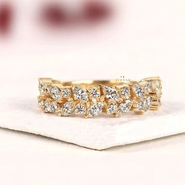 Marquise & Round Moissanite Diamond Eternity Wedding Band