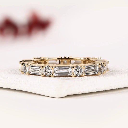 Baguette & Hexagon Cut Lab Alternative Diamond Eternity Band