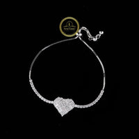 Heart Baguette Cut Moissanite Diamond Adjustable Tennis Bracelet