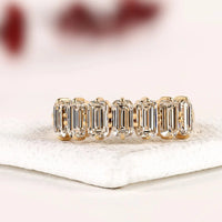 Seven Emerald Moissanite Diamond Band Ring For Women