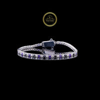 Blue Sapphire Round Cut Lab Grown Diamond Tennis Bracelet