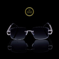 Rimless Diamond Sunglasses with Pave Bridge & Horseshoe Diamond Temples