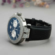 Blue Chronograph Watch with Diamond Bezel & Black Rubber Strap - View 3