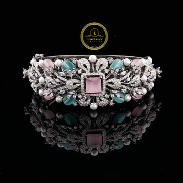 Custom Lab Diamond Bangle Flower VVS Bridal Gift Bracelet
