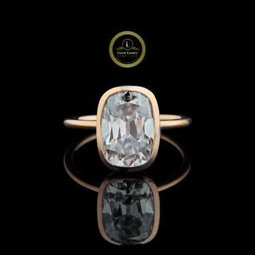 Elongated Cushion Cut Moissanite Diamond Bezel Set