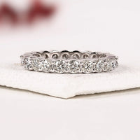 Round Brilliant Moissanite Diamond Full Eternity Wedding Band Ring