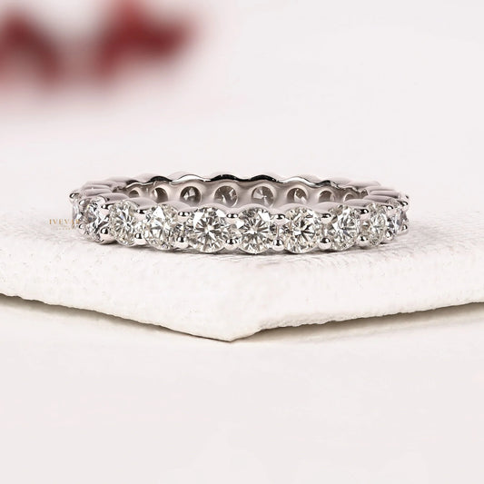 Round Brilliant Lab Diamond Full Eternity Wedding Band Ring