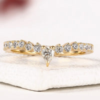 Pear Cut Lab Grown Diamond Curved Graduated Band Ring