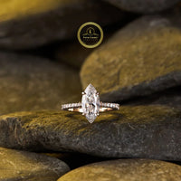 Marquise Cut Lab Grown Diamond Pave Promise Ring