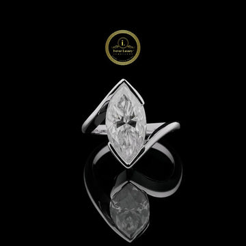 Half Bezel Set Marquise Lab Grown Diamond Open Bypass Ring