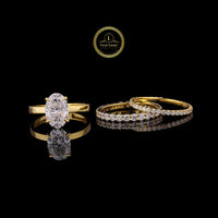 Oval Cut Moissanite Diamond Bridal Ring Set With Full Eternity Band