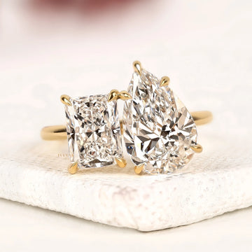 Pear And Radiant Cut Lab Grown Diamond Toi et Moi Ring