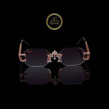 Designer Custom Diamond Sunglasses Gold Frame Statement Style