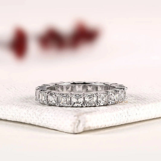Asscher Cut Lab Diamond Wedding Band