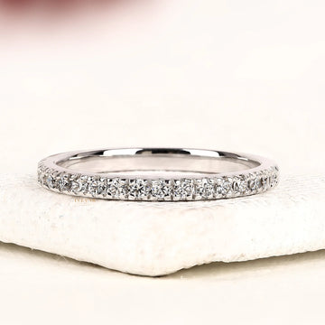 Round Cut Moissanite Diamond Half Eternity Wedding Band