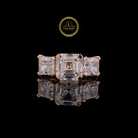 Asscher Cut Three Stone Lab Grown Diamond Engagement Ring
