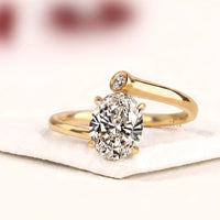 Oval Cut Moissanite Diamond Bypass Band Engagement Ring