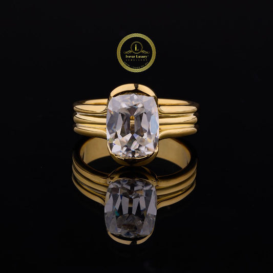 Elongated Cushion Bezel Solitaire Lab Diamond Ring