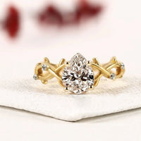 Nature Inspire Teardrop Cut Lab Diamond Engagement Ring
