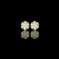 0.45 TCW Golden Bloom Round Cluster Stud Moissanite Earrings with Floral Diamond Style Arrangement