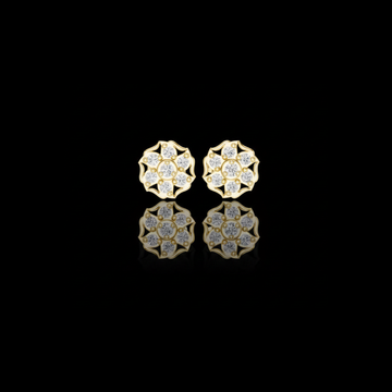 0.45 TCW Golden Bloom Round Cluster Stud Moissanite Earrings with Floral Diamond Style Arrangement