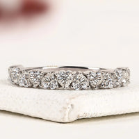 Heart Cut Moissanite Diamond Half Eternity Wedding Band
