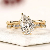 Pear Cut Cathedral Pave Lab Grown Bridal Set Ring