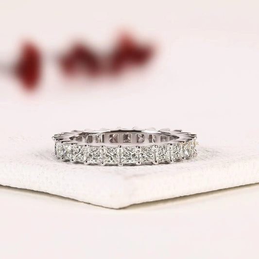 Princess Cut Lab Diamond Full Eternity Wedding Band