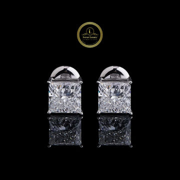 High-End Square 1.50 CT Each Diamond Stud Earrings Brilliant Cut Moissanite Diamonds By Ivevar