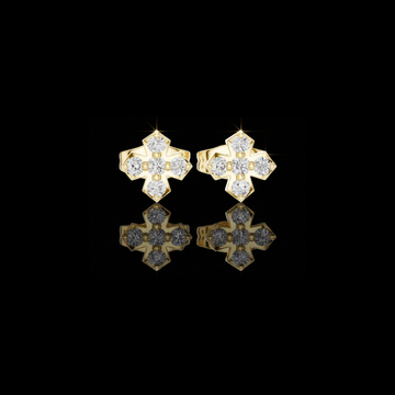 Refined Geometric Cross Round Moissanite Diamond Stud Earrings with Five Stone Cluster
