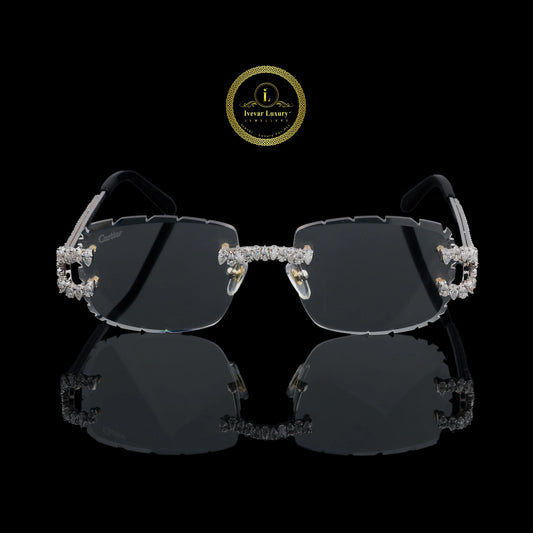 Custom Pear Diamond Sunglasses Luxury Rimless Designer Eye wear