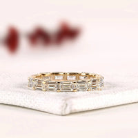 Emerald Cut Moissanite Diamond Eternity Wedding Bands