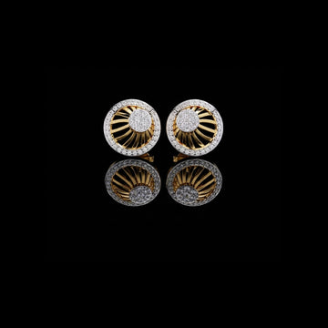0.38 TCW Elegant Radiant Sunburst Moissanite Stud Earrings with Gold Detailing and Sparkling Diamond Cluster