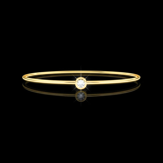 0.10 TCW Ultra Slim Minimalist Moissanite Bracelet with Bezel Set Round Diamond Elegant Everyday Fine Jewelry