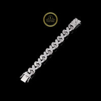 Alternating Pave Moissanite Diamond Cuban Link Bracelet