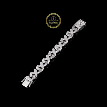 Alternating Pave Moissanite Diamond Cuban Link Bracelet