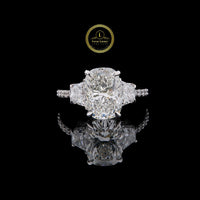 Cushion Cut Three Stone Pave Diamond Lab Grown Engagement Ring