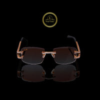 Luxury Custom Diamond Sunglasses Rimless Round Rose Gold Eyewear