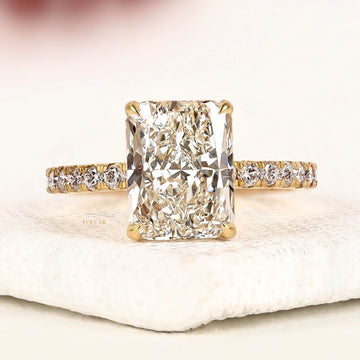 Radiant Cut Moissanite Diamond Pave Engagement Ring