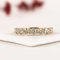 Round Cut Moissanite Diamond Half Eternity Promise Band