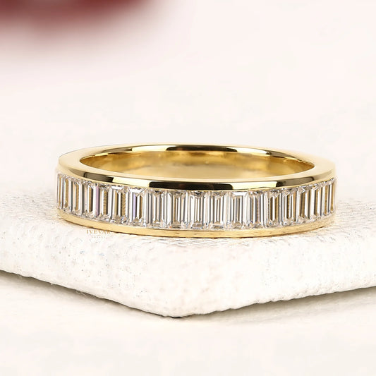 Baguette Cut Moissanite Diamond Eternity Band in Gold