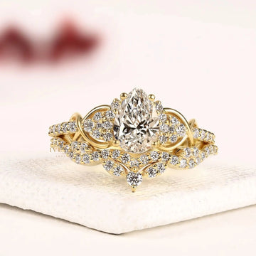 Pear Cut Infinity Moissanite Diamond Bridal Set