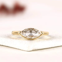 East West Half Bezel Set Marquise Cut Lab Grown Diamond Engagement Ring