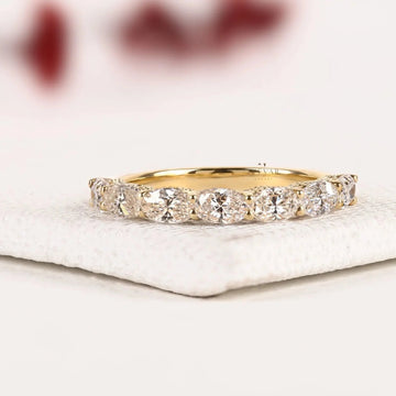 East West Oval Cut Hidden Halo Lab Diamond Band Ring