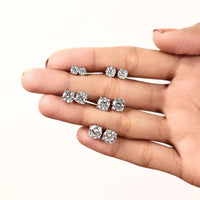 Round Moissanite Diamond Solitaire Stud Earrings in 14K White Gold Women